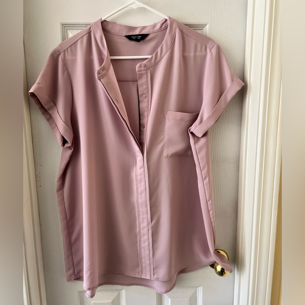 Simply Vera Wang notch button blouse